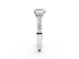 White gold Asscher Solitaire Diamond Ring with Channel-Set Band and Four-Prong Setting_23
