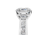 White gold Asscher Solitaire Diamond Ring with Channel-Set Band and Four-Prong Setting_26