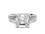White gold Asscher Solitaire Diamond Ring with Channel Set Band and Six-Prong Setting_51
