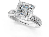 White gold Asscher Solitaire Diamond Ring with Channel Set Band and Six-Prong Setting_52