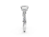 White gold Asscher Solitaire Diamond Ring with Channel Set Band and Six-Prong Setting_53