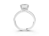 White gold Asscher Solitaire Diamond Ring with Channel Set Band and Six-Prong Setting_54