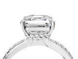 White gold Asscher Solitaire Diamond Ring with Channel Set Band and Six-Prong Setting_55