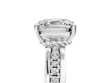 White gold Asscher Solitaire Diamond Ring with Channel Set Band and Six-Prong Setting_57
