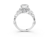 White gold Asscher Solitaire Diamond Ring with Filigree Band and Four-Prong Setting_14