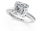 White gold Asscher Solitaire Diamond Ring with Four-Prong Setting and Classic Band_22