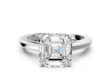 White gold Asscher Solitaire Diamond Ring with Four-Prong Setting and Classic Band_26