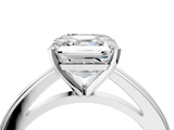 White gold Asscher Solitaire Diamond Ring with Four-Prong Setting and Classic Band_30