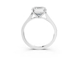 White gold Asscher Solitaire Diamond Ring with Four-Prong Setting and Tapered Band 4