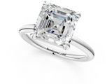 White gold Asscher Solitaire Diamond Ring with Four-Prong Setting on a Plain Band_38