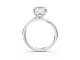 White gold Asscher Solitaire Diamond Ring with Four-Prong Setting on a Plain Band_42