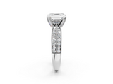 White gold Asscher Solitaire Diamond Ring with Milgrain Pavé Band and Four-Prong Setting_55