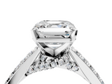White gold Asscher Solitaire Diamond Ring with Pavé Band and Four-Prong Setting_10
