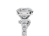 White gold Asscher Solitaire Diamond Ring with Pavé Band and Four-Prong Setting_11