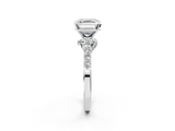 White gold Asscher Solitaire Diamond Ring with Pavé Band and Four-Prong Setting_8