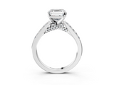 White gold Asscher Solitaire Diamond Ring with Pavé Band and Four-Prong Setting_9