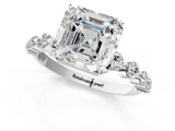 White gold Asscher Solitaire Diamond Ring with Pave Band and Four-Prong Setting_27