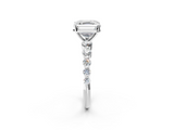 White gold Asscher Solitaire Diamond Ring with Pave Band and Four-Prong Setting_29