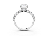 White gold Asscher Solitaire Diamond Ring with Pave Band and Four-Prong Setting_30