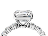White gold Asscher Solitaire Diamond Ring with Pave Band and Four-Prong Setting_30