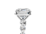 White gold Asscher Solitaire Diamond Ring with Pave Band and Four-Prong Setting_31