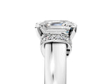 White gold Asscher Solitaire Diamond Ring with Pave Band and Six-Prong Setting_76