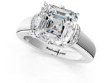 White gold Asscher Solitaire Diamond Ring with Pave Band and Six-Prong Setting_79