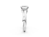 White gold Asscher Solitaire Diamond Ring with Pave Band and Six-Prong Setting_80