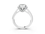 White gold Asscher Solitaire Diamond Ring with Pave Band and Six-Prong Setting_86