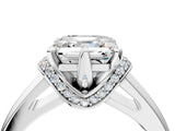 White gold Asscher Solitaire Diamond Ring with Pave Band and Six-Prong Setting_87