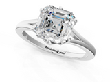 White gold Asscher Solitaire Diamond Ring with Six-Prong Setting and Tapered Band_25