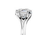 White gold Asscher Solitaire Diamond Ring with Six-Prong Setting and Tapered Band_29