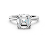 White gold Asscher Solitaire Diamond Ring with Six-Prong Setting on a Classic Band_36