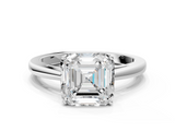 White gold Asscher Solitaire Diamond Ring with Split Shank and Four-Prong Setting_36