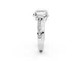 White gold Asscher Solitaire Diamond Ring with Split Shank and Prong Setting_12