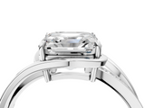 White gold Asscher Solitaire Diamond Ring with Split Shank and Prong Setting_14