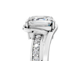 White gold Asscher Solitaire Diamond Ring with Split Shank and Prong Setting_15