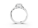 White gold Asscher Solitaire Diamond Ring with Split Shank and Prong Setting_9