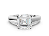 White gold Asscher Solitaire Diamond Ring with Tapered Band and Four-Prong Setting_82