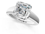 White gold Asscher Solitaire Diamond Ring with Tapered Band and Four-Prong Setting_83