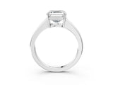 White gold Asscher Solitaire Diamond Ring with Tapered Band and Four-Prong Setting_86