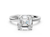 White gold Asscher Solitaire Diamond Ring with Thin Band and Four-Prong Setting_36