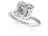 White gold Asscher Solitaire Diamond Ring with Thin Band and Four-Prong Setting_38