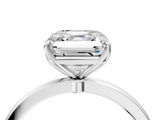 White gold Asscher Solitaire Diamond Ring with Thin Band and Four-Prong Setting_40