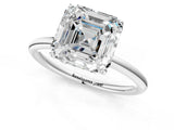 White gold Asscher Solitaire Diamond Ring with a Classic Band and Four-Prong Setting 2