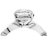 White gold Asscher Solitaire Diamond Twisted Band with Four-Prong Setting_11
