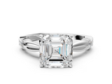White gold Asscher Solitaire Diamond Twisted Band with Four-Prong Setting_7
