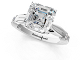 White gold Asscher Solitaire Diamond Twisted Band with Four-Prong Setting_8