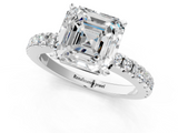 White gold Asscher Solitaire Diamond with Pavé Band and Four-Prong Setting_24