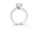 White gold Asscher Solitaire Diamond with Pavé Band and Four-Prong Setting_26